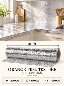 Aluminum Foil Kitchen Sink Sticker, Heat Resistant Oil Proof Waterproof Wallpaper, Orange Peel Texture Self-Adhesive Liner, For Drawers, Sinks, Cabinets, Mildew Proof Wall Protection Splash Film - Multicolor - View 9