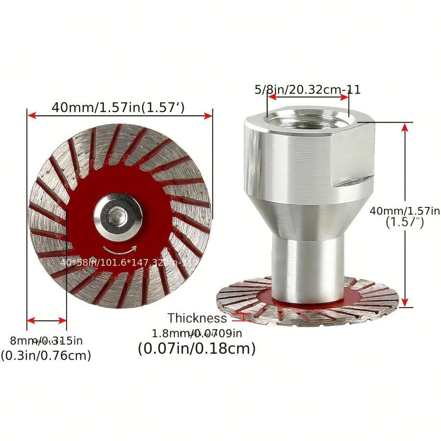 1 Set/5 Pieces Grinding Cutting Wheel 40mm 5/8-11 With Removable Flange Stone Carving, Cutting And Grinding, Suitable For Granite, Marble, Concrete, Ceramic And Other Types Of Stone