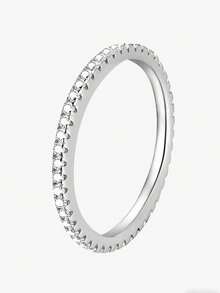 1 Pair Double Row Full Crystal Women's Rings, Suitable For Earrings, Exquisite Fashion Shiny Crystal Ear Jewelry, Wedding Anniversary Memorial Jewelry - Ring - View 16