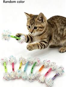 Interactive Cat Toy With Dual Rattle Balls, Lightweight Colorful Teaser Toy For Indoor Cats (Random Color) - Multicolor - View 4