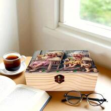 A Very Popular Single-Piece Tribute Box Designed For Your Best Friend, Featuring A Grandmother Design. This 5D Wooden Storage Box With Lock Can Be Used As A Multi-Functional Jewelry Storage Box And Desktop Decoration Accessory Holder. - Multicolor - View 2