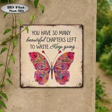 One Retro Sign, Outdoor Decorative Wall Sign, Vintage Tin Sign Style, Inspirational Quote Wall Decoration, "Life Has Many Beautiful Chapters Waiting To Be Written," Home Wall Decoration Plaque, Suitable For Study Or Bedroom, Inspirational Gift (Style Random). - A - View 6