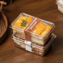 50pcs Transparent Tiramisu Containers (25 Boxes And 25 Lids). Square Flip-Top Boxes, Suitable For Cakes, Mousses And Desserts. Perfect Choice For Birthdays, Weddings, Holidays And Birthday Parties - Multicolor - View 8
