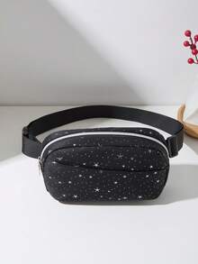 1pc Women's Star Print One-Piece Waist Bag/Chest Bag, Adjustable Shoulder Strap, Perfect For Shopping And Travel - Black - View 5