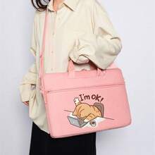 Cute Cat Print Laptop Bag With OK Lettering, Fashionable Laptop Bag With Shoulder And Hand Carry Dual Use, Multiple Colors Available, Suitable For Campus, Office, Commuting, Unisex, All Season, Can Be Carried By Hand Or On Shoulder - Laptop Bag - View 9