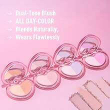 CZEL Heart-Shaped Dual-Color Blush Palette, Matte Texture Layerable & Long-Lasting Pigment, Built-In Mirror, Cute Heart Makeup Blush, Suitable For Daily Makeup - B01 - View 5