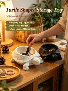 1pc White Turtle Storage Tray, Creative Turtle Sculpture Desktop Organizer, Entryway Key Holder, Nordic Style Desktop Decor, Non-Food Contact, Suitable For Entryway, Vanity, Home Decor, Ideal Housewarming Gift - Multicolor - View 2