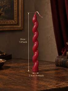 1 Piece French Red Long Taper Candle, Spiral Candle, Smokeless Soy Wax, Home Decor, Wedding, Romantic Dinner Decor, Party, Daily Use, Holiday Table Decor, Gift For Women - A - View 11