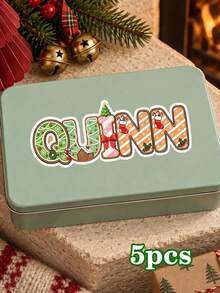 1-100Pcs Personalized Custom Christmas Stickers, Custom Name Letter Decals, Holiday Alphabet Labels, DIY Gift Wrapping Decor, Scrapbook Embellishments, Party Decoration Supplies, Present Packaging Labels, Holiday Craft Accessories - Multicolor - View 26