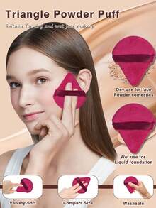 10 Pcs Wine Red Makeup Sponges, 5 Large & 5 Mini Soft Makeup Blending Sponge, Washable Reusable Foundation Sponge For Liquid, Cream & Powder, Daily Facial Makeup Tool - Burgundy - View 9