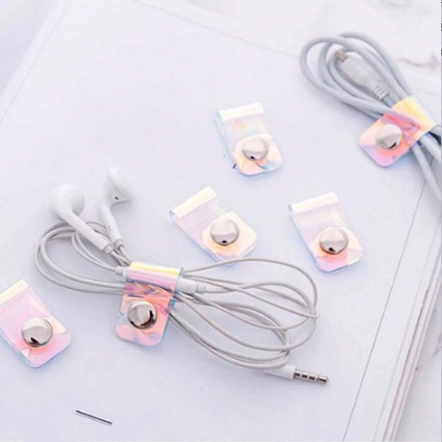 6pcs Transparent Cable Winder Earphone Organizer, Travel Storage Accessory, Simple Portable Practical - Multicolor - View 1