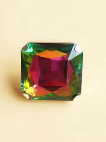 1pc Fashion Square Rhinestone Ring, Women's Daily Party Engagement Gift, High Quality Jewelry Accessory - Multicolor - View 2