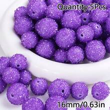 16/20mm 5顆裝彩色糖果圓形壓克力珠 DIY珠寶項鍊手鍊吊墜材料配件散珠 - 砂糖圓珠 - 查看 19
