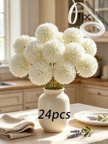8/16pcs Artificial Chrysanthemum, Dandelion, Hydrangea Flower Bouquet, Suitable As Gift For Friends, Brides, Used For Wedding Decoration, Home, Office, Cafe, Party - White - View 13