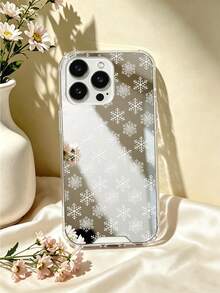 Ốp lưng điện thoại quà tặng Giáng Sinh họa tiết bông tuyết trắng, bề mặt gương bạc phản chiếu, phong cách đơn giản thanh lịch, viền mềm chống va đập rơi rớt - Nhiều màu - Xem 1