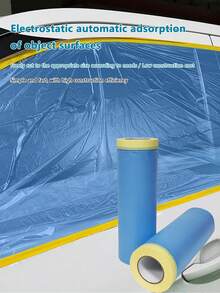 1 Roll Self-Adhesive Masking Tape | Paint Protection Film | Self-Adhesive Paint Protection Film | For Car And Wall Dust And Splash Protection - Blue - View 2
