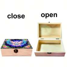 Handmade Art Set With Single Piece Painting Design And Paw Print Pattern, Featuring A Wooden Box With Lock And Flip Lid, Multi-Functional Storage Box Suitable For Small Items And Jewelry - Multicolor - View 5
