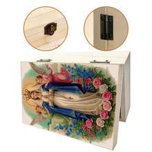 1pc Handmade Wooden Storage Box, Gift Storage Box With Angel Illustration, Prayer Box, Small Keepsake Organizer Box, Suitable For Jewelry, Accessories, Souvenirs, Religious Home Decor - Multicolor - View 6