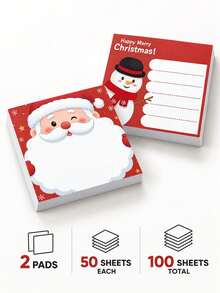2pcs Christmas Themed Student Sticky Notes, Memo Notepad Self-Adhesive, Includes Santa Claus And Snowman Styles, Suitable For Students To Take Notes, Write Daily Plans, Etc., Also Can Be Given As Christmas Gifts For Children By Parents. - Multicolor - View 8