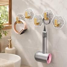 2/1 Packs Heavy-Duty Plastic Self-Adhesive Hexagonal Ripple Hooks, Sticky Hooks For Bathroom, Kitchen, Easy-Install Home Organizer For Keys, Towels, Coats - Multicolor - View 6