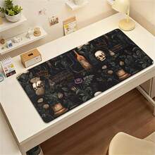 1pc Dark Academia Gothic Skull & Dried Flower Potion Bottle Print Large Rubber Mouse Pad, Non-Slip Extended Gaming Keyboard Desk Mat, Waterproof Table Protector For Office Home Halloween Decor - View 3