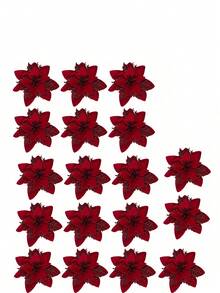 10/18pcs Artificial Shiny Christmas Flower Set, Includes 8 Christmas Flowers And 8 Clips, Easy Installation & Maintenance Free, Suitable For Wedding Celebration, Christmas Tree, Wreath And Decoration - Christmas Flower Set - View 16