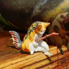 Mini Fishing Cat Figurine, Outdoor Garden Decor, Fish Tank Landscape, Cat Desktop Ornament, Living Room Leisure Cat - Cat Fishing - View 3