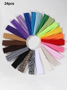 NAIZHU 24pcs Children's Simple Colorful Dopamine Daily Outdoor Sports Casual Headbands - Multicolor - View 2