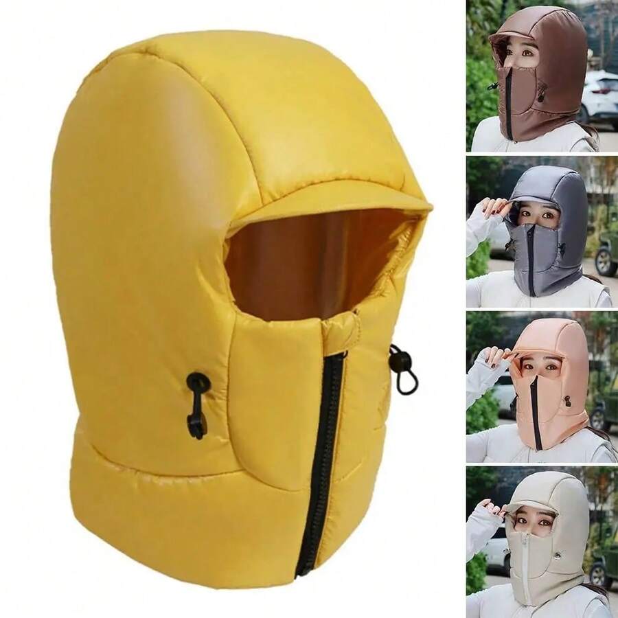 1pc Winter Windproof Warm Balaclava Hat, Soft Thickened Outdoor Hat, Lightweight Warm Gear, Suitable For Cold Weather, Skiing, Cycling, Outdoor Sports, Unisex - Multicolor - View 1