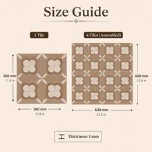 shiny home Pack Of 8 Self-Adhesive PVC Floor Tiles, 30 X 30 Cm, Faux Wood Parquet Pattern Vinyl Flooring For Kitchen, Bathroom And Living Area, Waterproof And Wear-Resistant PVC Flooring - Retro Floral - View 3