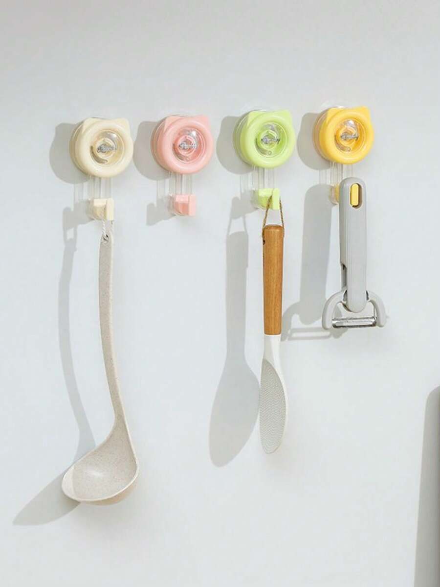 1PC Suction Cup Hook Vacuum Wall Mount Strong Suction Kitchen Hook No-Drill Adhesive Hook Bathroom Door Back Multi-Function Hook Towel Hook Multi-Function Hook - Multicolor - View 1