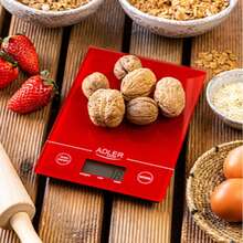 Adler Kitchen Scale, Digital Food Scale, Flat Platform Scale - 5kg Capacity, 1g Accuracy, Water/Milk Volume Calculator, Hanging Hole, LCD Display, Red - Kitchen scales - View 2