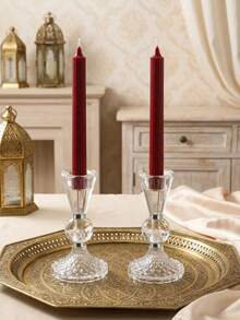 Light Luxury High-Quality Exquisite Glass Candle Holder – Table Wedding Home Ambiance Soft Decor Prop For Living Room, Office, Party, Halloween, Christmas & New Year Gift - Light Luxury  Style - View 7