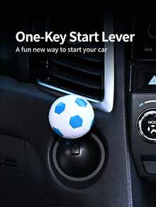 1pc Football Shaped Car One-Touch Start Decoration, Football Joystick Ignition Switch Button Cover, Creative Football 3 Styles Available, Experience Joystick Car Start, Comes With Car Interior Gap Cleaning Brush - Multicolor - View 6