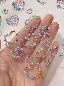 Approx. 700pcs Rainbow 3D Glitter Gem Stickers, 5 Sheets Shiny Heart & Star Shaped Self-Adhesive Rhinestone Diamond Design Stickers, Suitable For Makeup And Clothing, Multi-Color Diamond Face Gems, Perfect For Valentine's Day, Holidays, Parties And Events - Multicolor - View 8