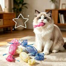 Cat Wrinkles Tool, Colorful Candy Cat Chewing Tool, Built-In Sound Paper, Lightweight Interactive Cat Tool, Helps Relieve Boredom, Soft Tooth-Biting Tool For Kittens, Random Color 3 Pieces Set, Without Batteries - View 6