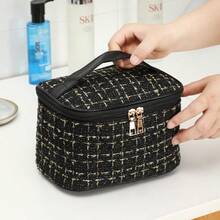 1pc Large Capacity Waterproof Makeup Bag, Suitable For Travel, Storing Cosmetics And Brushes, Toiletries Bag/Makeup Bag, Back To School Essential For Students, Suitable For Women And Girls, With Zipper Closure - R - View 4