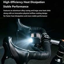 Lampu Depan Sepeda, 1800 Lumens, Lampu Depan Sepeda Terang, Baterai Isi Ulang 2000mAh, Pengisian Daya Tipe-C, Casing & Dudukan Paduan Aluminium, 5 Mode Cahaya, Lampu Keselamatan Bersepeda - Hitam - View 11