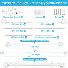1 Set Double Curtain Rod Set, Metal Adjustable Splice Double Curtain Rod Set, Suitable For Windows, Equipped With Rod Brackets, Perfect For Bathroom, Bedroom And Living Room Blackout Curtains (White) - American Style Double Rod - White - View 12