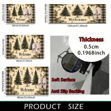 1pc Christmas Series Black & Green Plaid Hand-Painted Pine Tree Pattern Printed Faux Cashmere Surface TPR Backing Doormat, Bathroom Mat, Kitchen Mat, Laundry Room Mat, Holiday Atmosphere Decor, Home Decor, Party Decor, Wedding Decor, Dining & Kitchen Decor - Multicolor - View 13