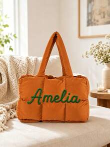 1pc Personalized Customized Cloud Quilted Tote Bag, Large Capacity Quilted Shoulder Handbag, Suitable For Daily Use, Perfect Customized Gift For Women - Multicolor - View 7