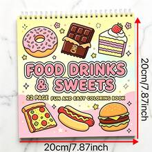 1 Pc Food, Drinks, And Sweets Spiral Coloring Book, Featuring A Cute Dessert And Snack Theme, Fun And Easy Coloring Book For Reducing Stress And Relaxing, 22 Pages With Single-Sided Design, Best Gifts For Adults - Single Piece - View 2