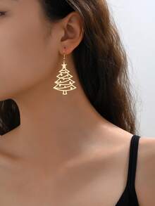 1 Pair Fashionable Creative Versatile Niche Design Hollow Christmas Tree Earrings Suitable For Women's Daily Wear - Gold - View 3