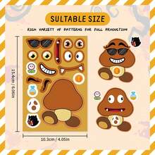 1set/8pcs Classic Character DIY Collage Sticker Set, Multiple Popular Cartoon Character Base Plates, Paired With Rich Facial Features, Accessories, Props, Scene Components, Free Collage Combination, Freely Match Facial Features And Decorations, Easily Create Diverse And Interesting Images. Innovative And Fun Gameplay, Fully Unleash Creativity. Can Be Used As Birthday Party Supplies Gift, New Year Gift, Halloween Gift, Christmas Gift, Easter Gift - Multicolor - View 6