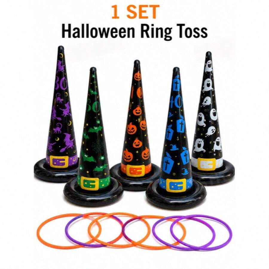 Halloween Giant Ring Toss Game Carnival Inflatable Witch Hat Ring Toss Suitable For Adults For Halloween Party, Carnival, Classroom, Indoor And Outdoor And Campus Scenes - Inflatable Wizard Hat Ring Toss - View 1