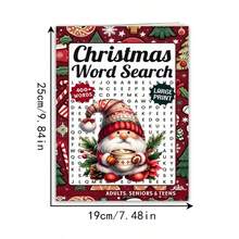 1piece,Christmas Word Search Puzzle NoteBook For Adults Seniors, 22 Pages Large Print Holiday Brain Game,Multiple Styles Available,No Pen Include - Rectangle - View 7