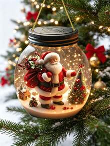 5pcs/1pc 2D Acrylic Santa Claus Christmas Hanging Ornament, Tree Pendant, Wish Bottle Shaped Christmas Tree Hanging Decoration, Multi-Functional Keychain And Backpack Charm, Christmas Holiday Decoration, Holiday Home Decor, Christmas Party Gift - A - View 4