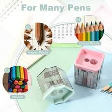 Cartoon Pencil Sharpener, Simple Dual-Hole Pencil Sharpener, Small Portable Pencil Sharpener - Multicolor - View 3