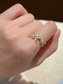 5pcs/Set Cincin Terbuka Modis Seri Bunga untuk Wanita - MultiWarna - View 5