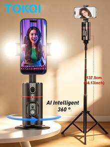 TOKQI Auto Face Tracking Gimbal Stabilizar For Smartphone,360° Rotation Detachable Phone Holder With Bluetooth Wirless Remote Control,No App Required,Compatible With IOS, Android,For Photography,Summer Vacation, Travel, Outdoor Activities, Live Streaming - View 2